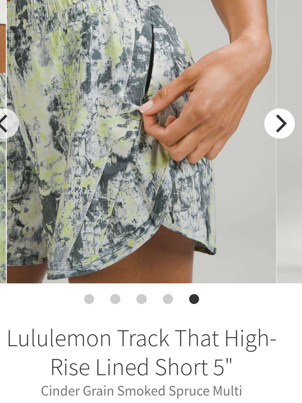 Lululemon Track That High-Rise Lined Short - Lime/Gray Print Sz 6